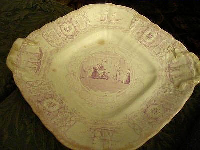  Rare BOSTON MAILS Ladies Cabin  9" Lavender Square Plate/Platter J & T Edwards